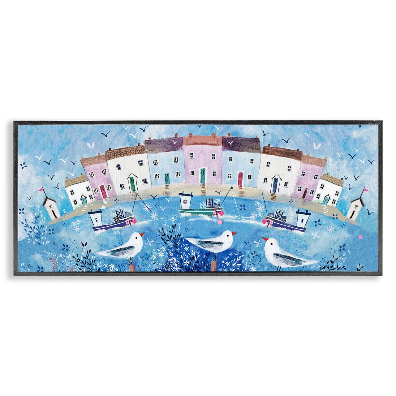 Stupell Industries Seaside Harbor Curved Perspective Framed Giclee, design by Clare Tupper